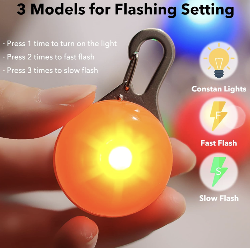 LED Collar Light Pendant With Carabiner Clip