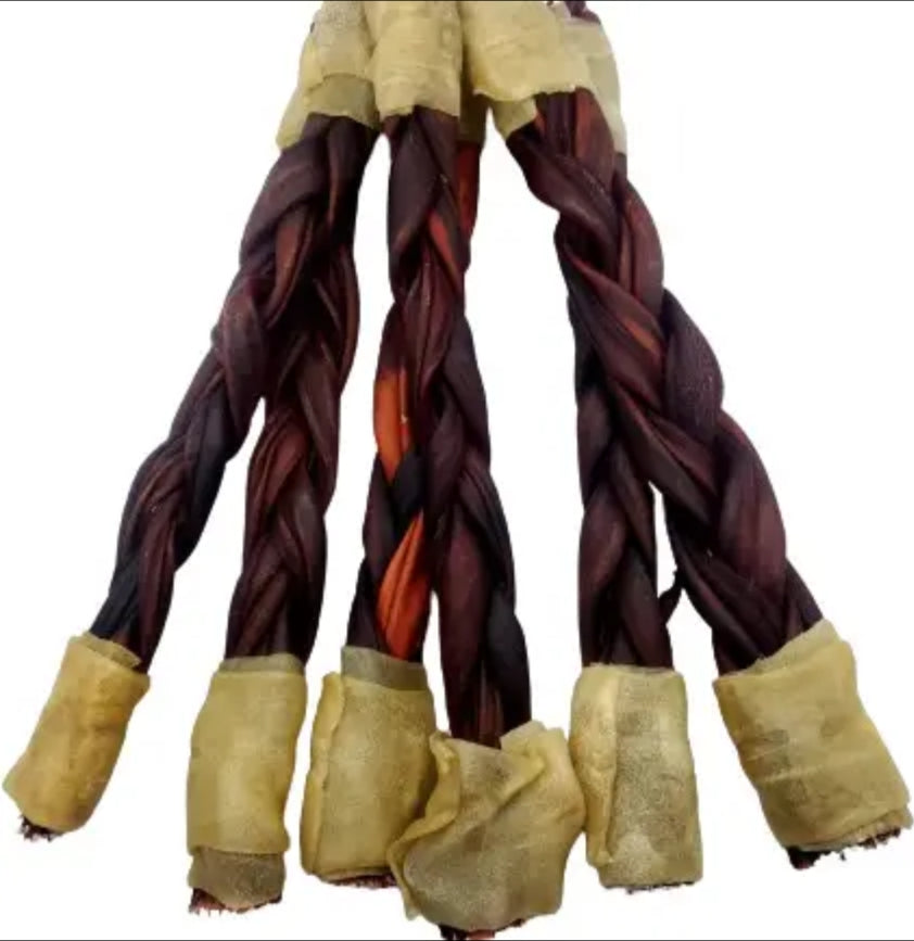 12" Braided Beef Collagen Stick Wrapped Ends