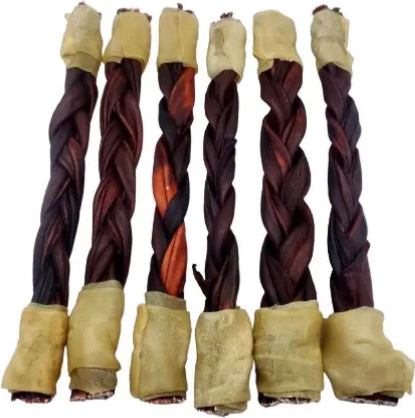 12" Braided Beef Collagen Stick Wrapped Ends